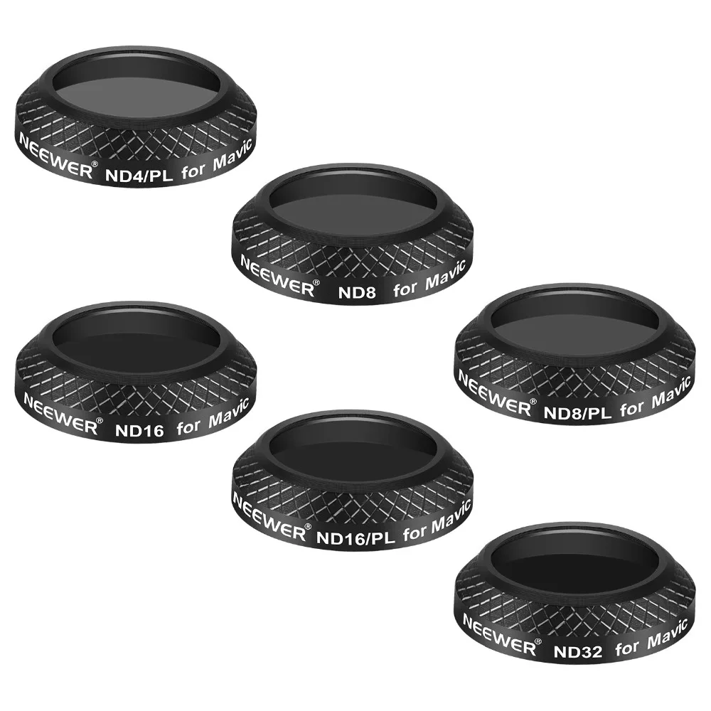 

Neewer 6 Pieces Filter Kit for DJI Mavic Pro Drone Quadcopter Includes: ND4/PL, ND8/PL, ND16/PL, ND8, ND16 and ND32 Filters