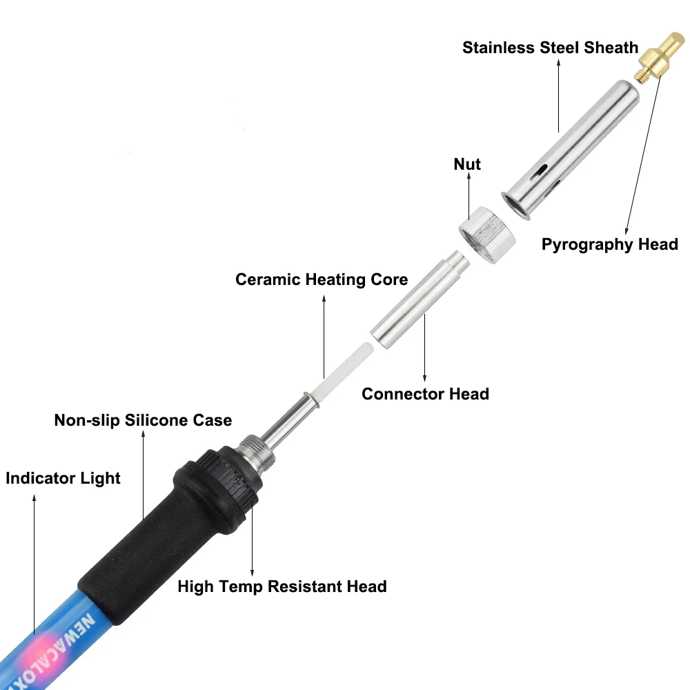 NEWACALOX 60 вт DIY температура регулируемая пайка дровяная пирография ручка набор тиснение резной нож паяльник наконечник инструмент коробка