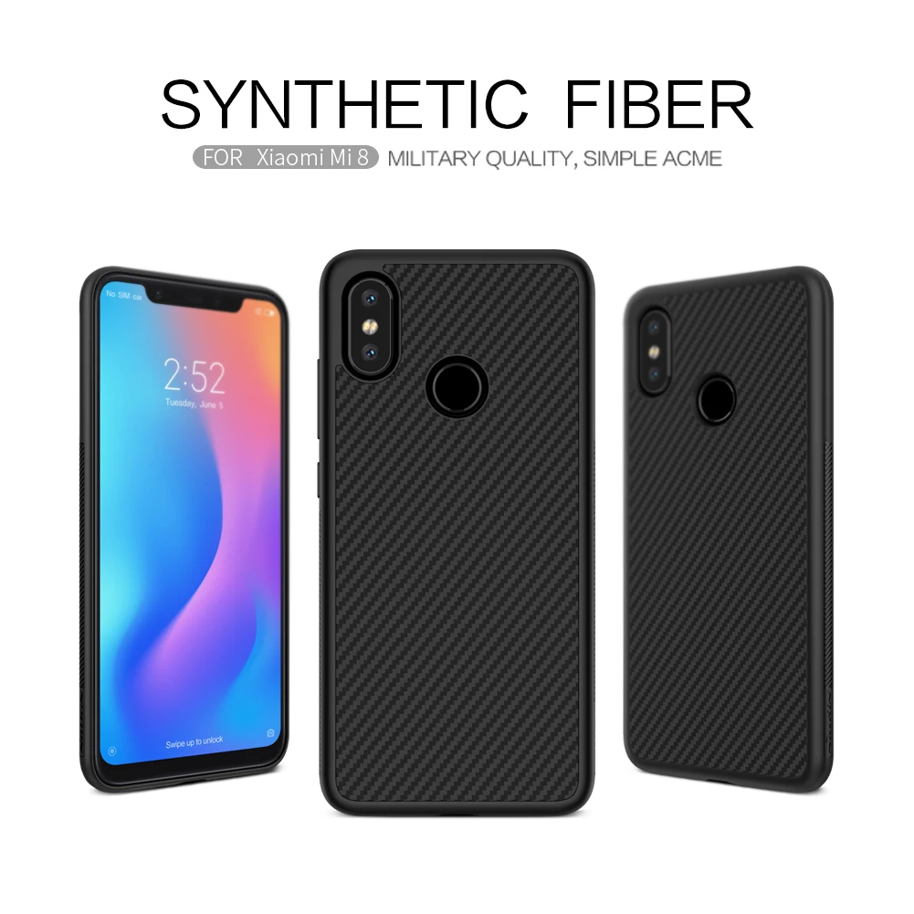 Чехол для xiaomi mi 8 Nillkin из синтетического волокна карбоновая ПП Пластиковая Задняя