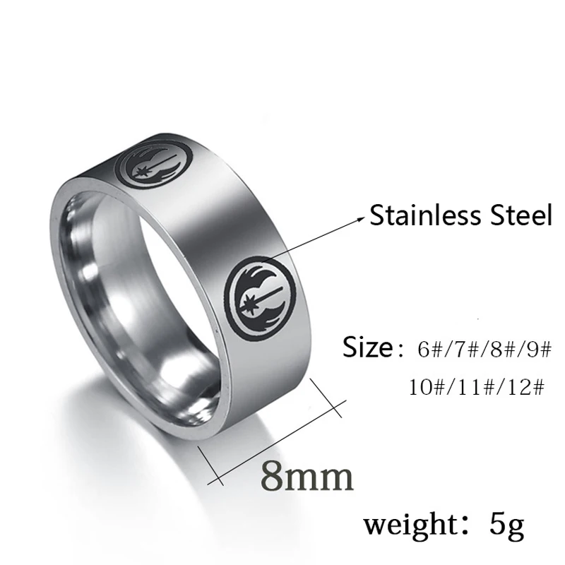 Мужское кольцо из нержавеющей стали с гравировкой Звездных Войн|stainless steel ring|steel