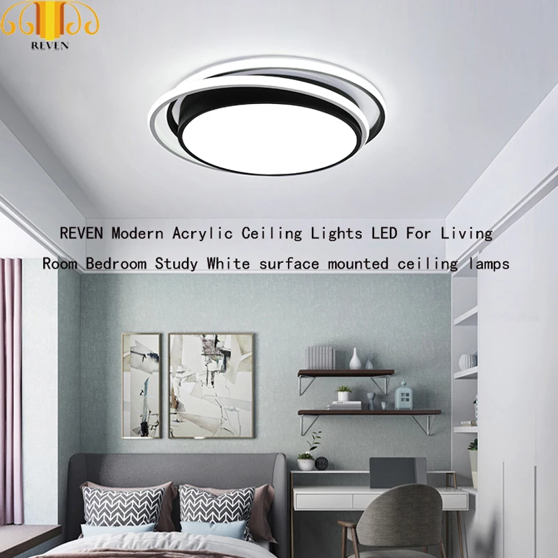 

REVEN Modern Acrylic Ceiling Lights LED For Living Room Bedroom Study White surface mounted ceiling lamps