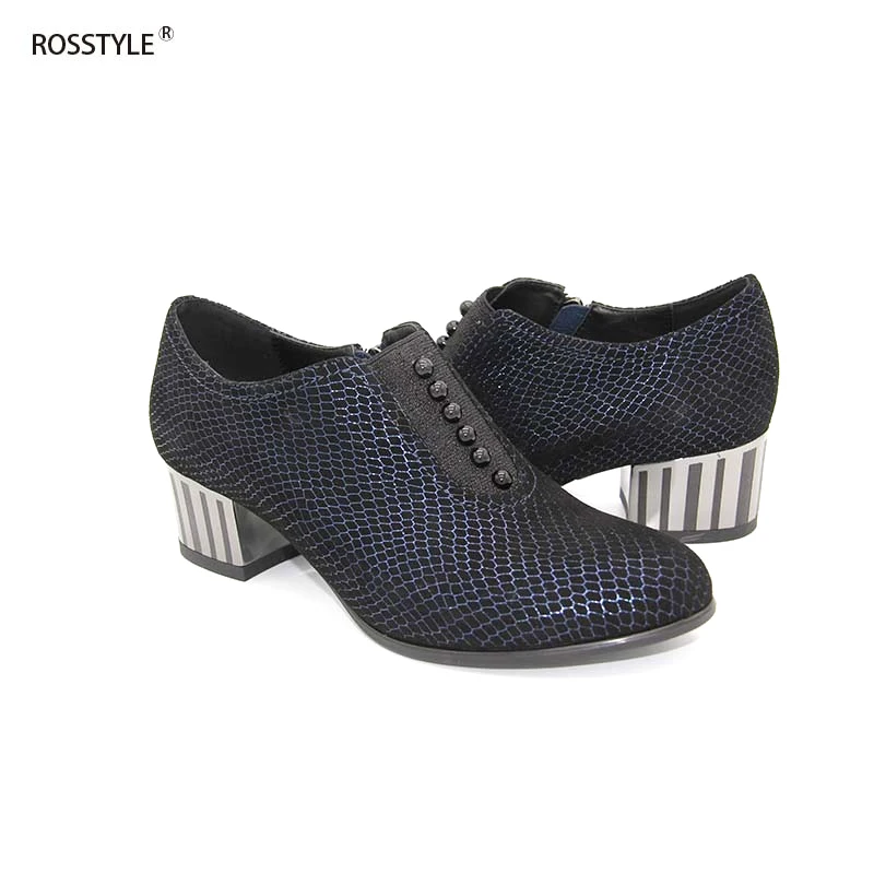 Pumps Rosstyle Zipper Paw Weiche Schuhe Echtes Elegant High Handmade Shoesc4 Frauen SchwarzBlau Fretwork Heel Leder Kappe Runde wlZTXukOPi