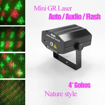 

Mini Portable Sound Active Multiple Patterns Green Red RG Laser Stage lighting Projector Xmas Show Wedding Dance Party Light-D