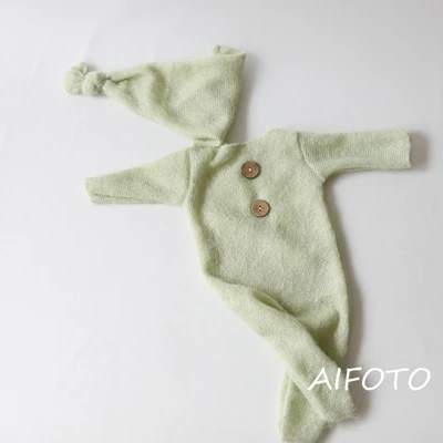 Комплект реквизит для новорожденных аксессуары для детской фотосъемки Одежда для мальчиков и девочек комбинезоны с длинными рукавами - Цвет: Армейский зеленый
