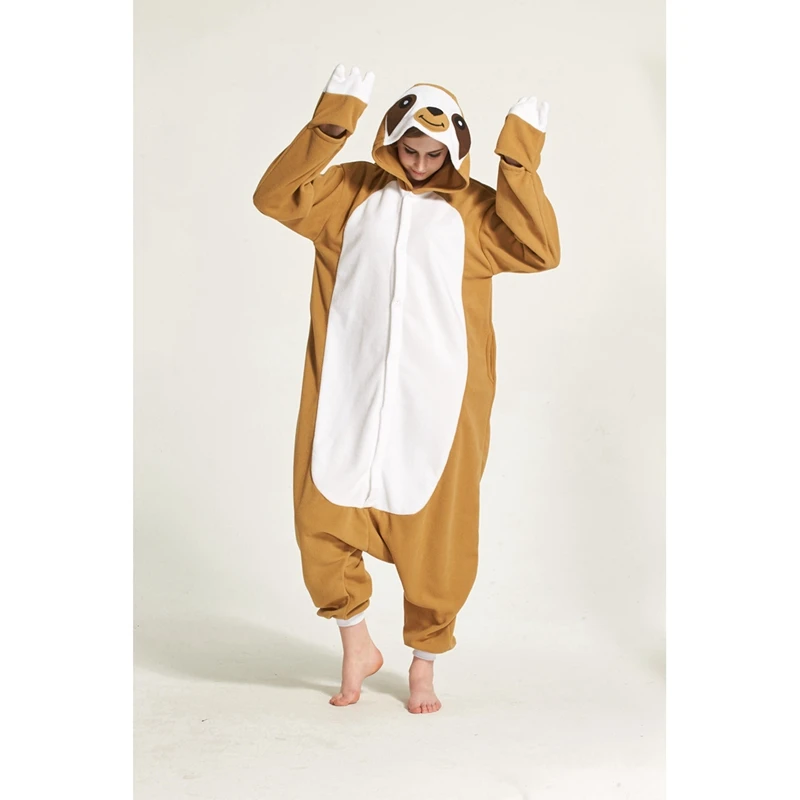 Для взрослых кигуруми Onesie аниме женский костюм Ленивец Хэллоуин косплей мультфильм животных пижамы зима теплая Пижама с капюшоном