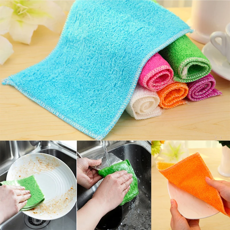 2016 New 1PCS High Efficient Anti grease Dish Cloth Bamboo Fiber