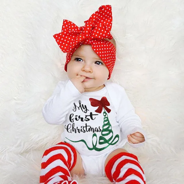 Bebé recién nacido Niñas mono mi primera Navidad Vestidos 