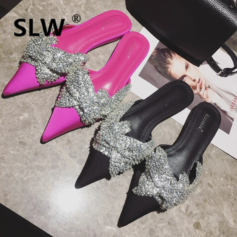 

Shoes Cover Toe Flat Slippers Designer Slides Low Flock Mules Women Socofy Luxury Summer 2019 Sliders Soft Rubber Fabric