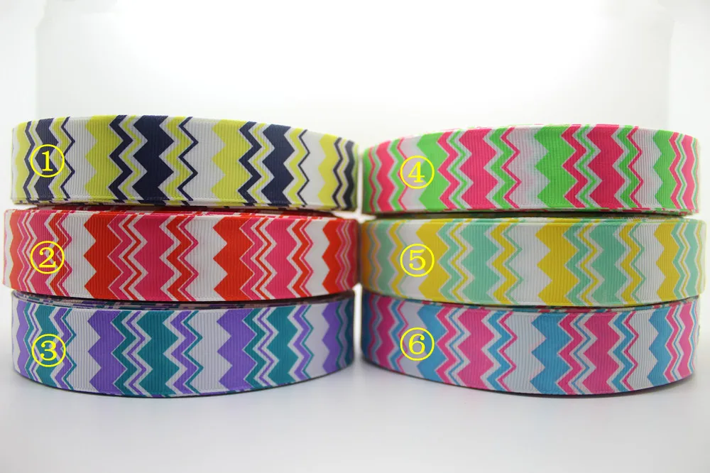 Новинка 1 ''Бесплатная доставка 6 цветов шеврон печатные grosgrain ленты бант для