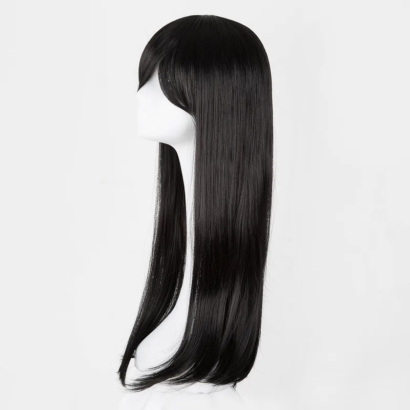 Длинные волнистые парик Fei-Show синтетические Жаростойкие светло-коричневые волосы плоские челки Perruque вечерние Салон Женский костюм шиньон - Цвет: Натуральный чёрный