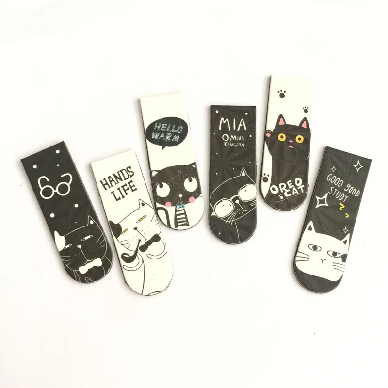 6 шт./компл. Kawaii Oreo Cat Cactus магнитные закладки для книг маркер страниц канцелярские