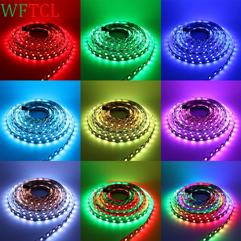 

DC5V/12V SMD5050 RGB LED strip lights 5M 300LEDs programmable smart IC WS2811 WS2812B, 2813, 6803 addressable LED Tape Lights