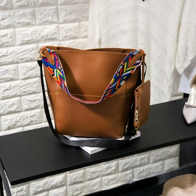 المرأة حقيبة مع حزام ملون دلو حقيبة المرأة pu حقائب ماركة مصمم السيدات جلدية الكتف crossbody رسول حقائب k23