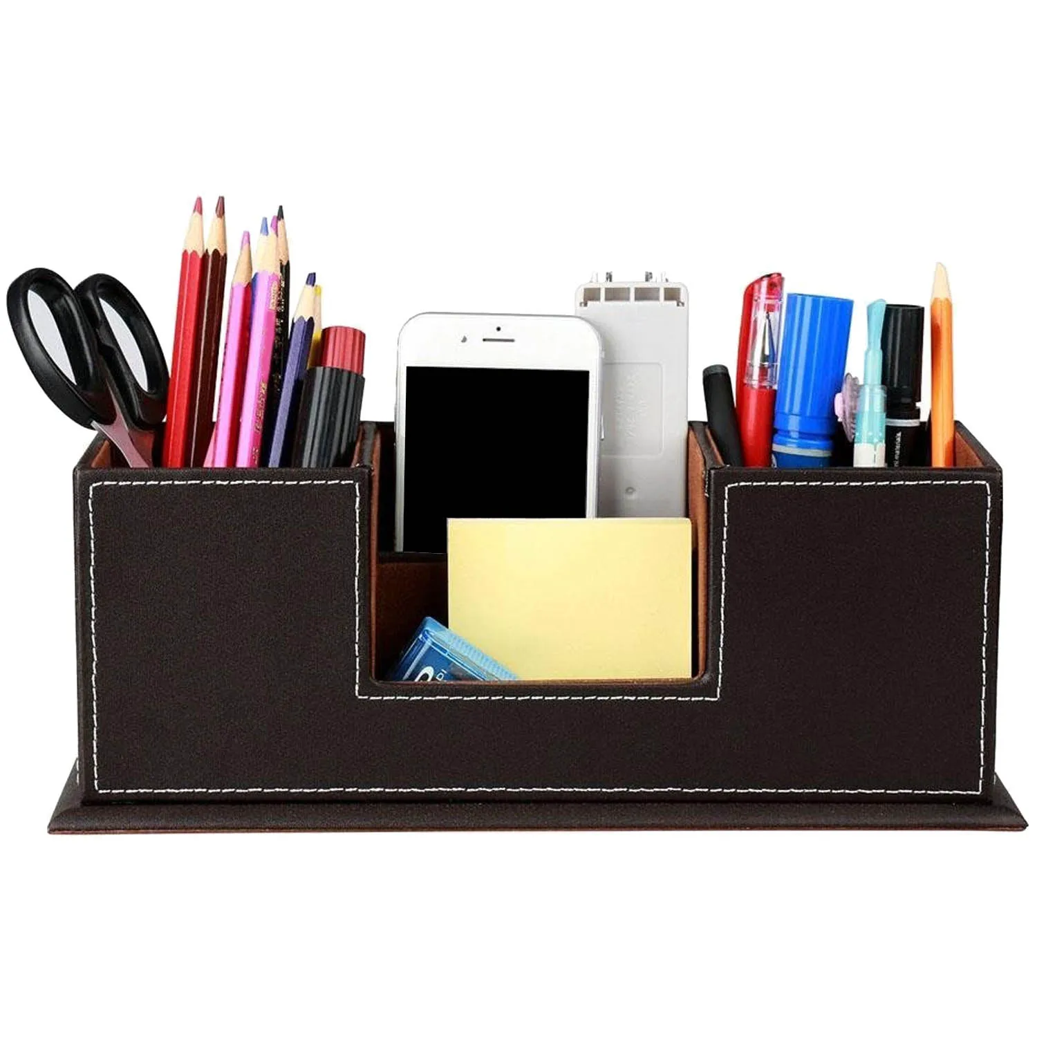 Nc 2 Layers 4 Slot Pu Leather Pen Pencils Holder Remote Control Case Behogar 2 Layers 4 Slot Pu Leather Pen Pencils Holder Control Case Box Business Card