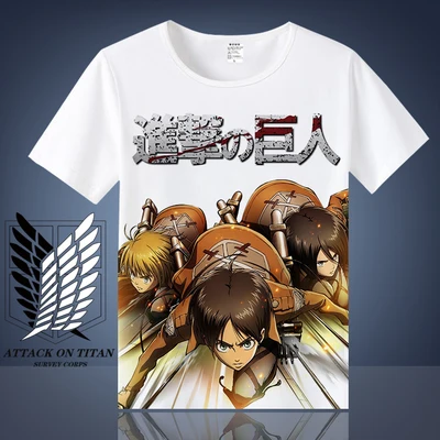 Coshome атака на Титанов футболка Shingeki No Kyojin Mikasa Levi Косплей футболки костюмы для мужчин и женщин короткий рукав летние футболки топы - Цвет: L