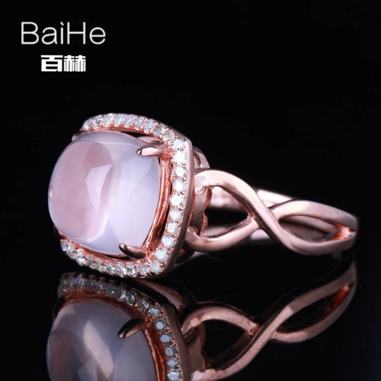 BAIHE Solid 14 K розовое золото(AU585) 3.26CT сертифицированная безупречная огранка с подлинным розовым кварцем свадебные женские модные ювелирные изделия из драгоценных камней кольцо