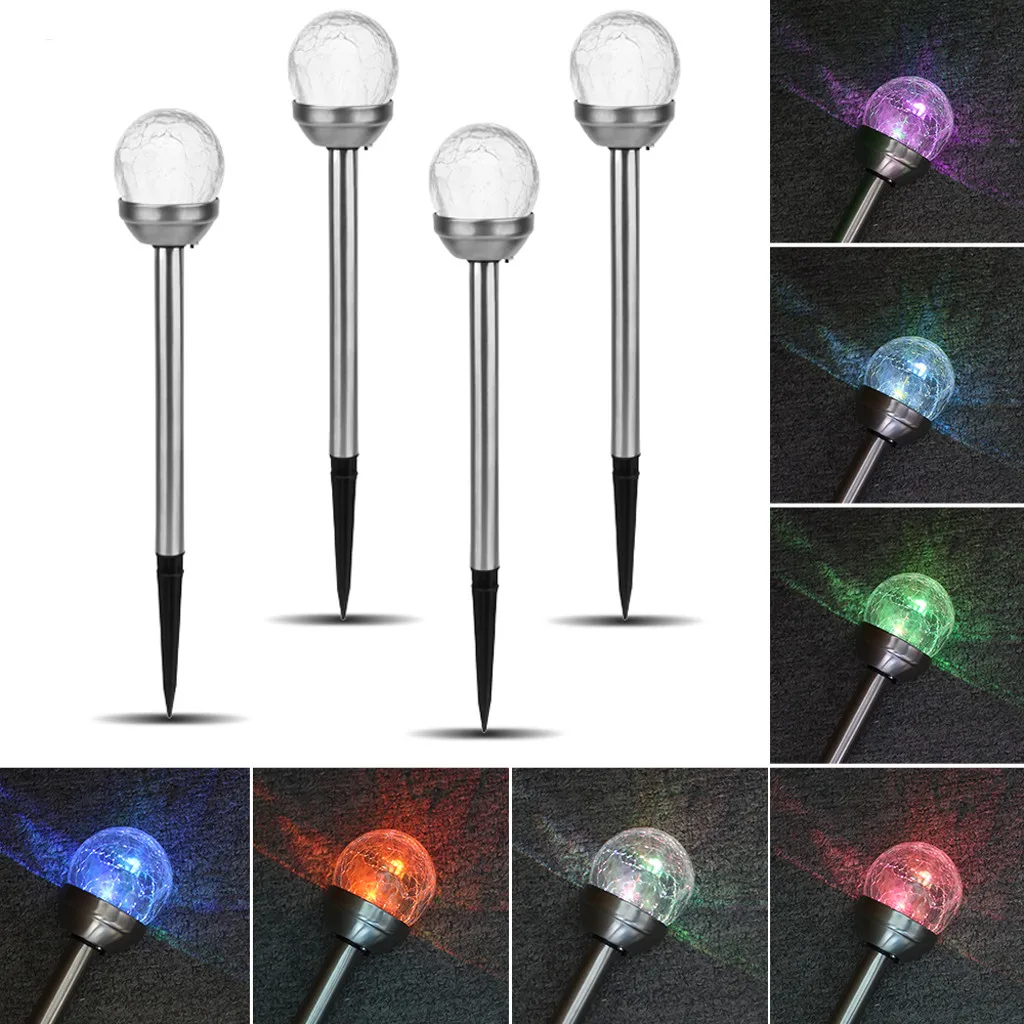 

4pc LED Solar Street Light Stainless Steel Lawn Light Garden Waterproof Decorative Light Outdoor Lighting#G25