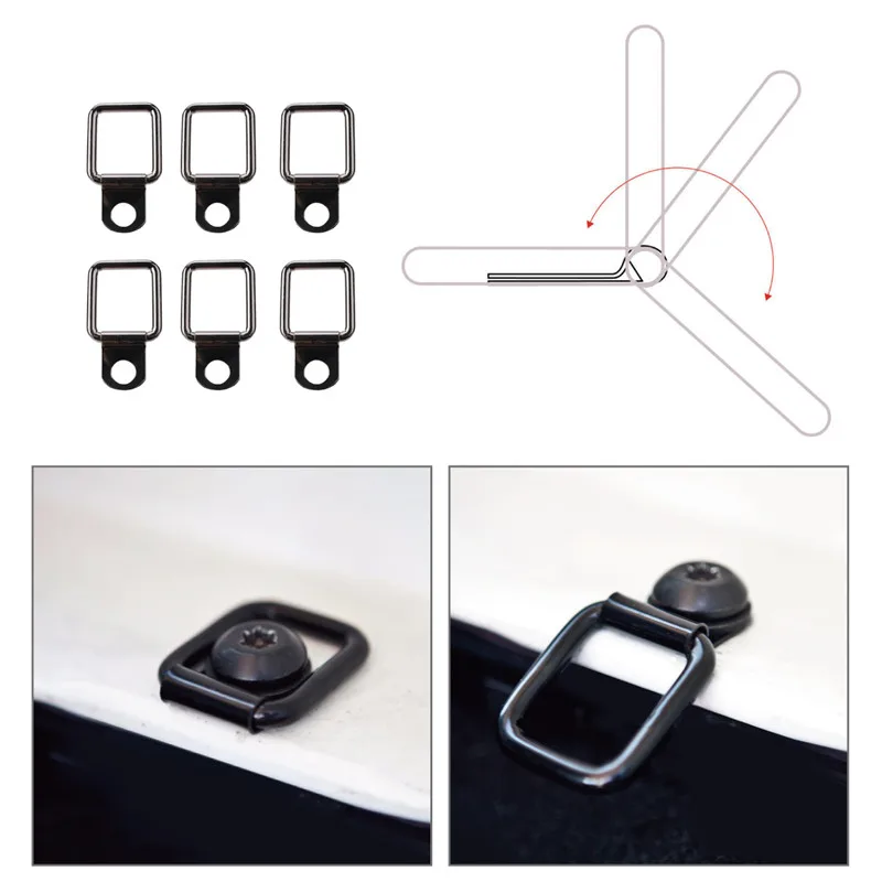 Tie-down D-ringsTrunk & Cargo Net Cover , organizer Set Ring-pull  Compatible With Factory Tiedown Fit For Jeep Wrangler JK 2007-2018 (4)