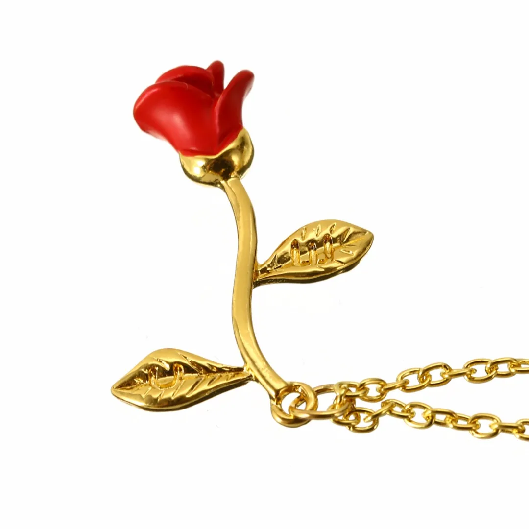 Red Rose Flower Statement Necklace Shellhard Bijoux Femme Collier Necklaces Pendant Trendy Women Jewelry Gift