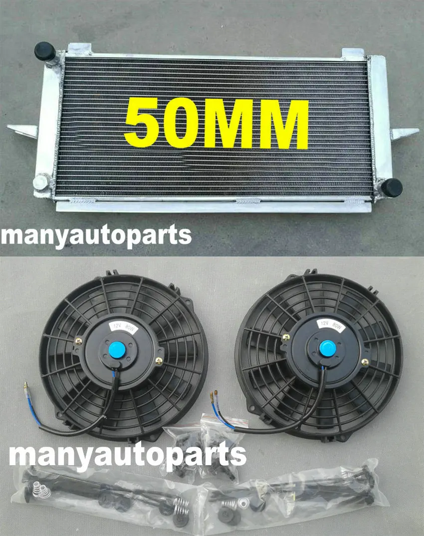 

50MM Aluminum radiator &TWO FANS for FORD ESCORT SIERRA RS500/RS COSWORTH 2.0 82-97
