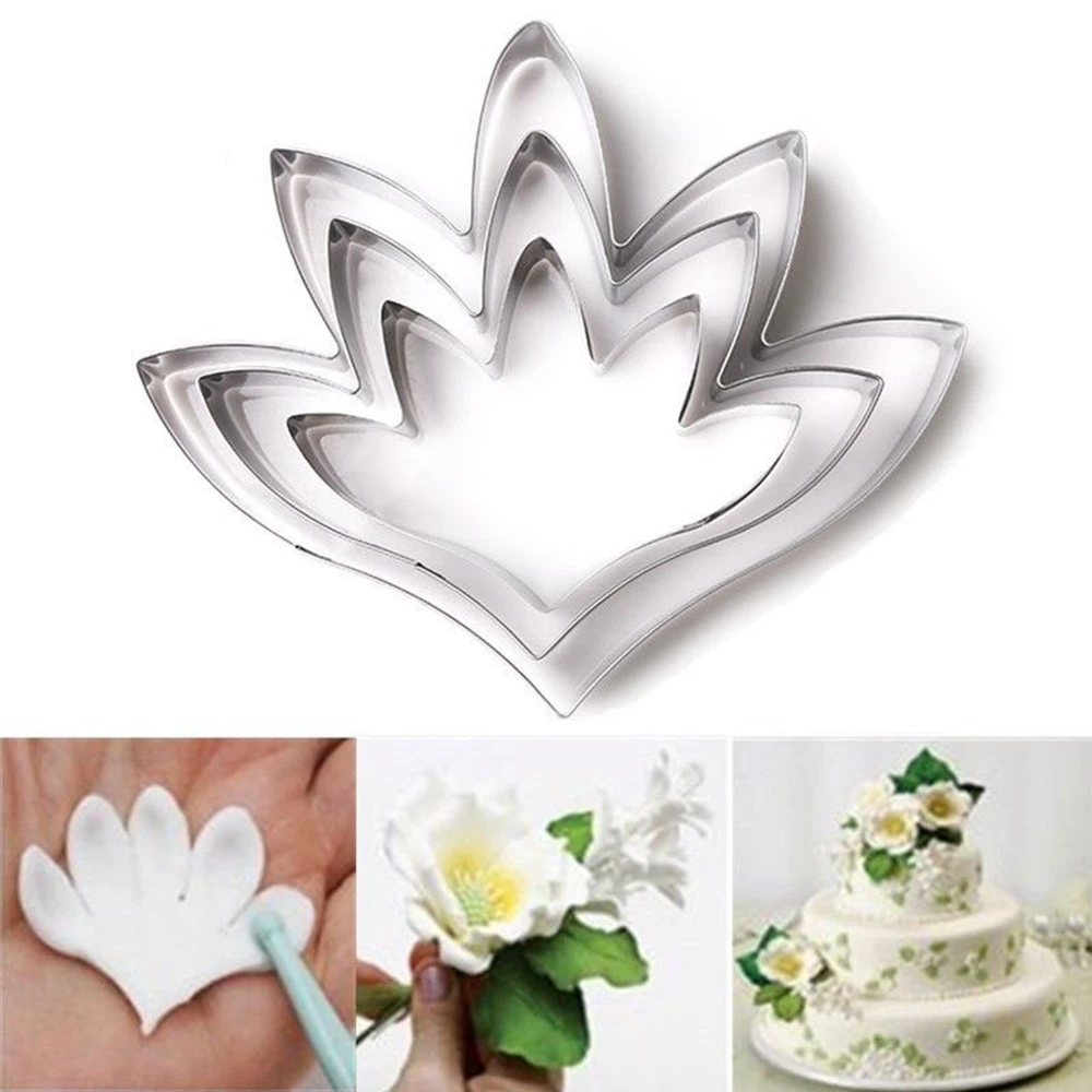 3pcs Cookie Stainless Steel Tool Petal Flower Fondant Mould Mold Set