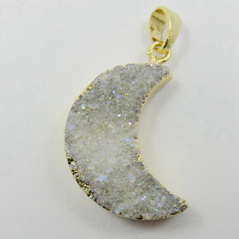 Золотой гальванический кулон HanKun AB цвет Луны кварц друг друга|druzy pendant|druzy quartz
