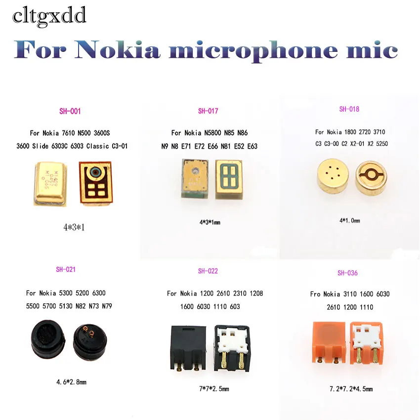 Cltgxdd для Nokia микрофон 502 550 1200 1600 5300 6303 N8 N85 N73 E71 C3-01 X2-01 Динамик Запасные части для ремонта