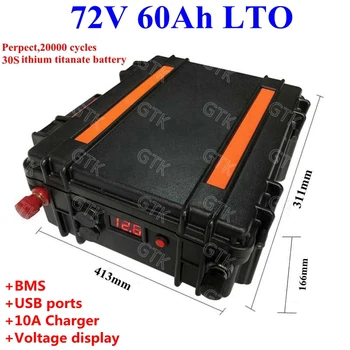 

GTK 20000 cycles LTO 72V 60Ah Lithium Titanate Battery 2.4v LTO cells for backup power Solar system scooter Tricycle+10A Charger