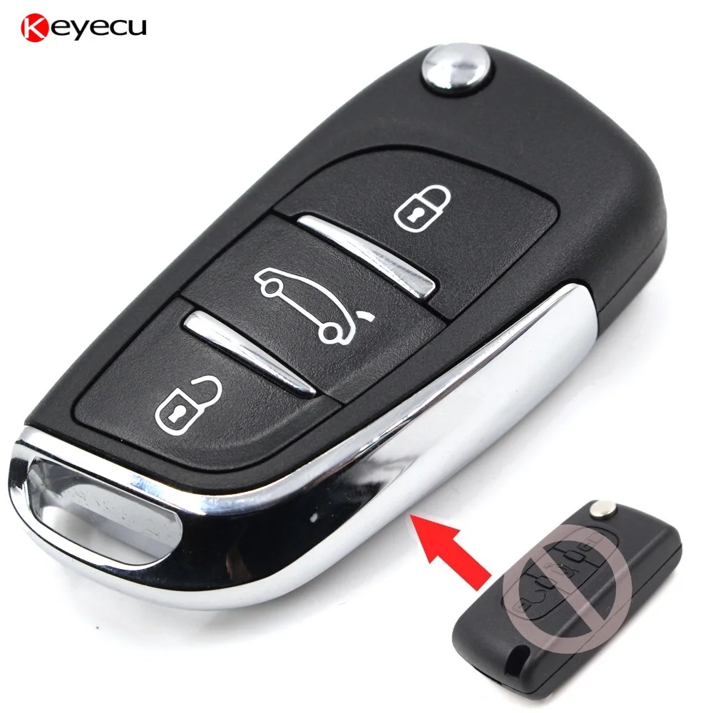 Keyecu 3PCS New Flip Remote Key Fob 3 Button for Citroen C3 C2 433MHz