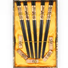 5 пар Китайский Винтаж ручной работы деревянные палочки для еды и кронштейны подарочный набор