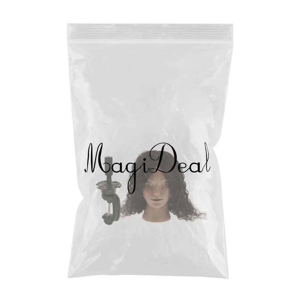 Silicone 100% Human Hair Practice Mannequin Manikin Head Doll + Plastic Cosmetology Clamp Set for Hairdressing Wigs Making