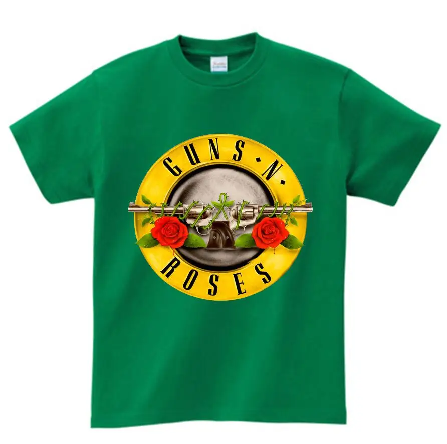 От 3 до 9 лет, Детская футболка с принтом рок-группы «пистолет-Н-розы» топы с короткими рукавами для мальчиков и девочек, Rocksir Music, повседневная детская одежда NN - Color: green childreT-shirt