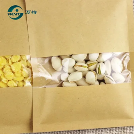 14*20CM Kraft Bag W/ Window Craft Paper Zipper Ziplock Pack Pouch Party Food Tea Nuts Snack Packaging Flat Bags