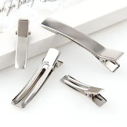 New 20PC Blank Silver Flat Metal Single Prong Alligator Hair Clips Barrette For Bows DIY Accessories Hairpins Accessories
