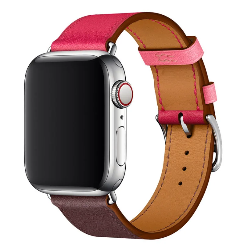 Genuine Leather Watch Strap For Apple Watch Series 4 Wrist Band Colorful Single Tour Bracelet For Apple Series 1 2 3 Watchbands Genuine Leather Watch Strap For Apple Watch Series 4 Wrist Band Colorful Single Tour Bracelet For Apple Series 1 2 3 Watchbands