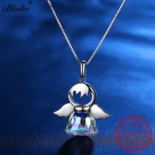 Blaike sorte fada anjo asa pingentes natural s925 prata esterlina cristal austríaco charme colares para mulheres jóias finas presente