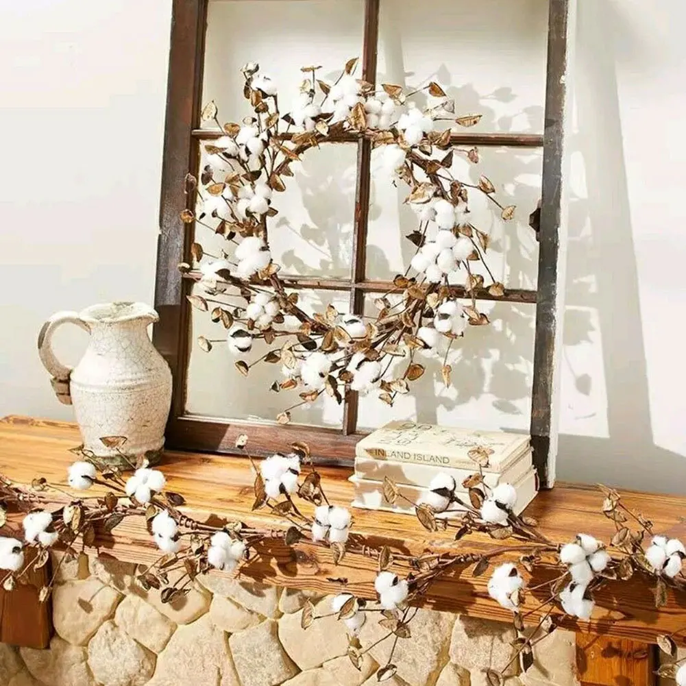 Simulation Dry Cotton Wreath for Wedding Festival Party or Home Decoration BDF99