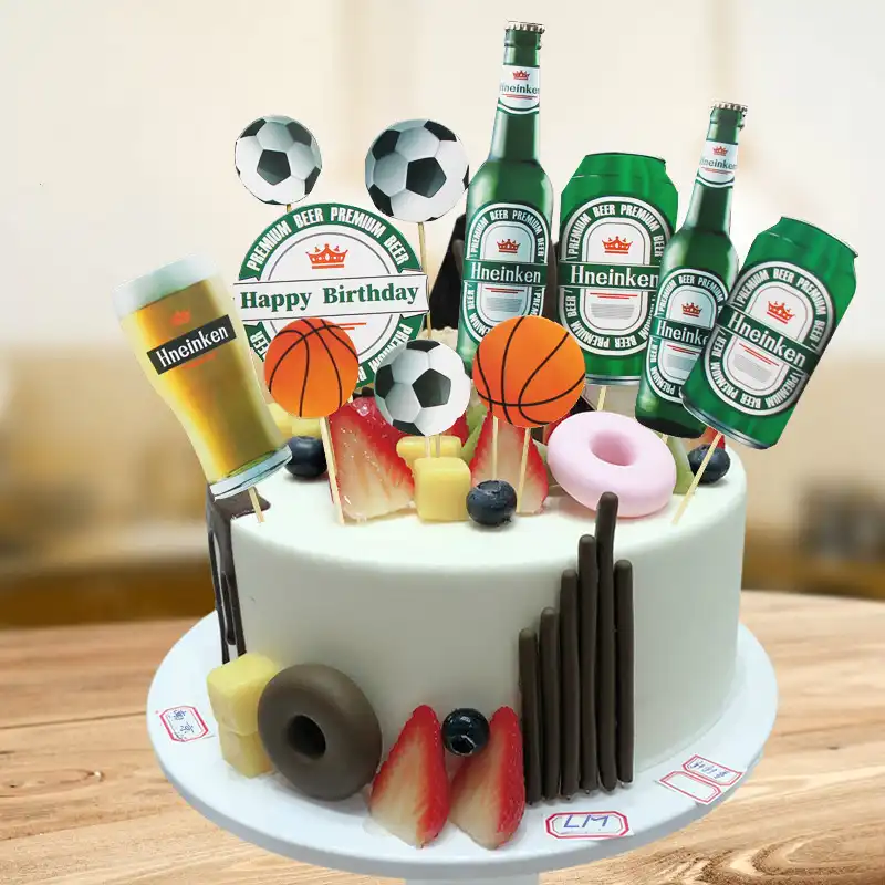 Ensemble De Decorations Pour Cupcakes Ballons De Football Glace Biere Gateau Cupcake Petit Ami Pere Decor De Dessert Pour Fete D Anniversaire Diy 1 Piece Aliexpress