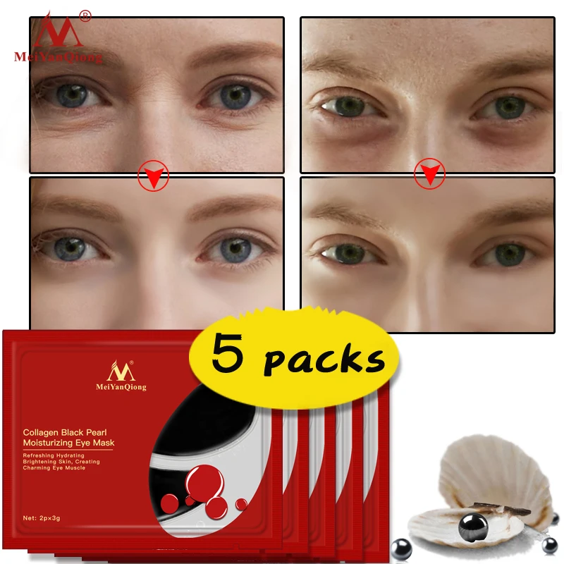 

5pair New Black Pearl Eye Mask Collagen Crystal Gel Eye Patches Anti Wrinkle Dark Circles Anti-aging Moisturizing Eye Mask Care