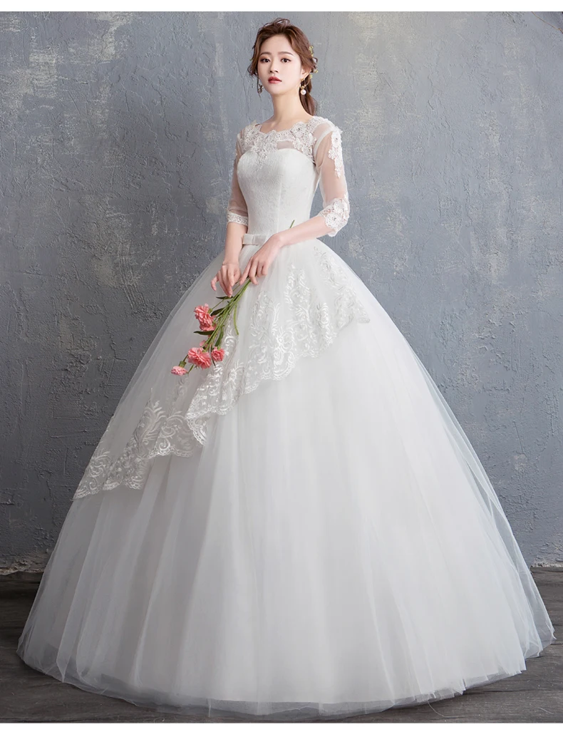 mid sleeve wedding dress