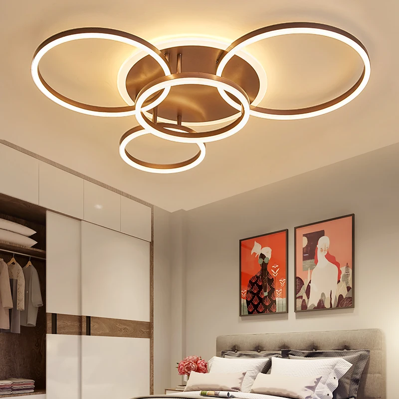 

Coffee color/white led chandelier for living room bedroom study kitchen light dimmable home lighting modern chandelier lighting