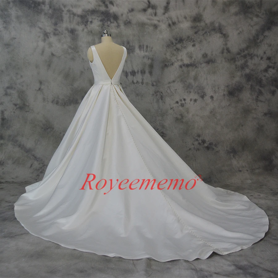 Атласное свадебное платье Vestido de Noiva с карманом классическое изготовленное по