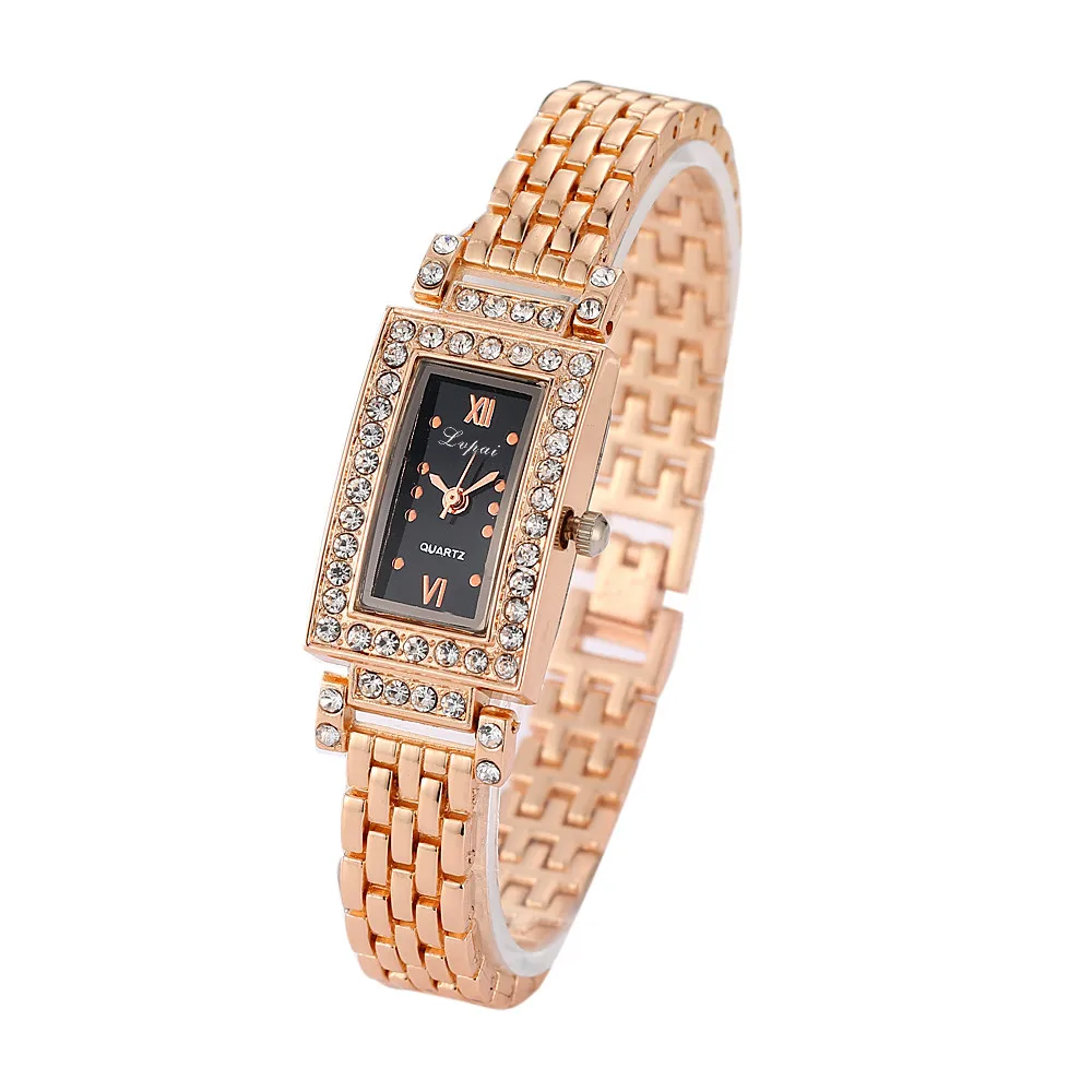 Женские наручные часы, модные часы из нержавеющей стали, золотые, серебряные, роскошные часы со стразами и кристаллами, женские кварцевые часы, женские часы - Цвет: Gold