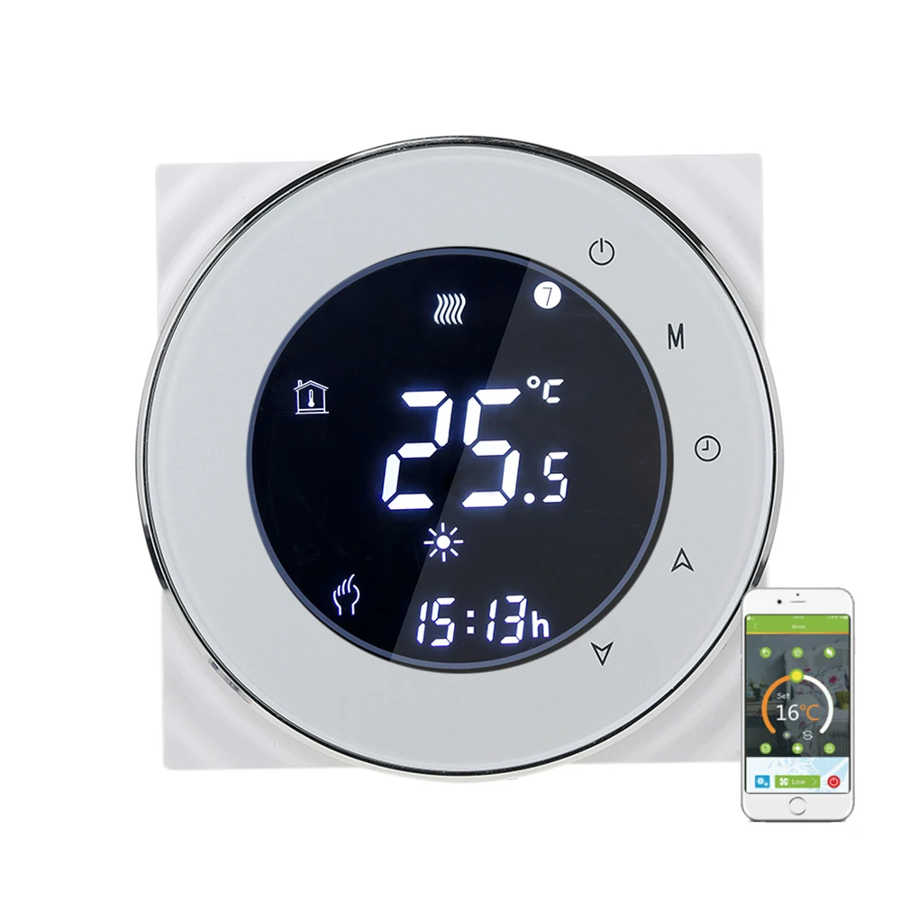 

WiFi Control Negative LCD Touchscreen Programing Thermostat Water Heating Temperature Controller NTC Sensor 3A