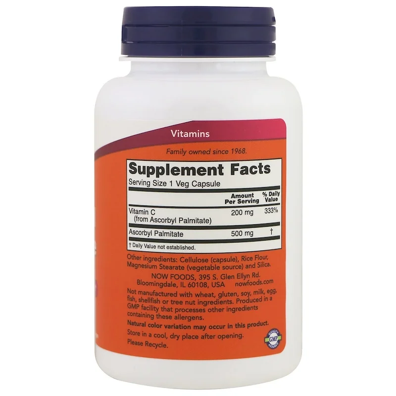 

Free Shipping Now Ascorbyl Palmitate 500 mg esterified vitamin c 100 pcs
