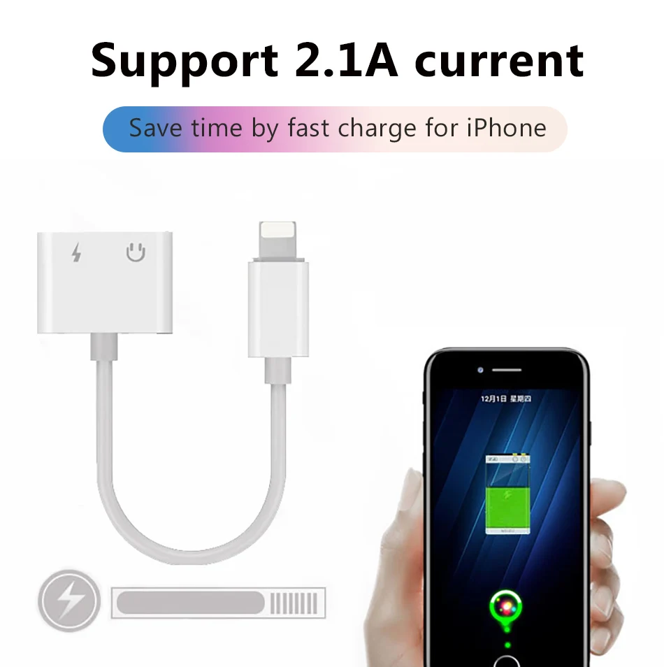2 in 1 Charging Lighting Adapter For iPhone X 7 8 plus XS MAX Splitter 3.5mm Jack Earphone Aux Cable Connecter Adapters (1)