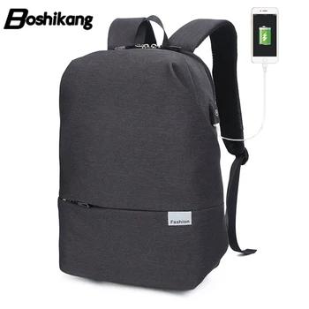 

Boshikang Business Simplicity Men Backpack Fashion Daily Payback USB Charging School Backpack Teenager All-match Laptop Bag Men