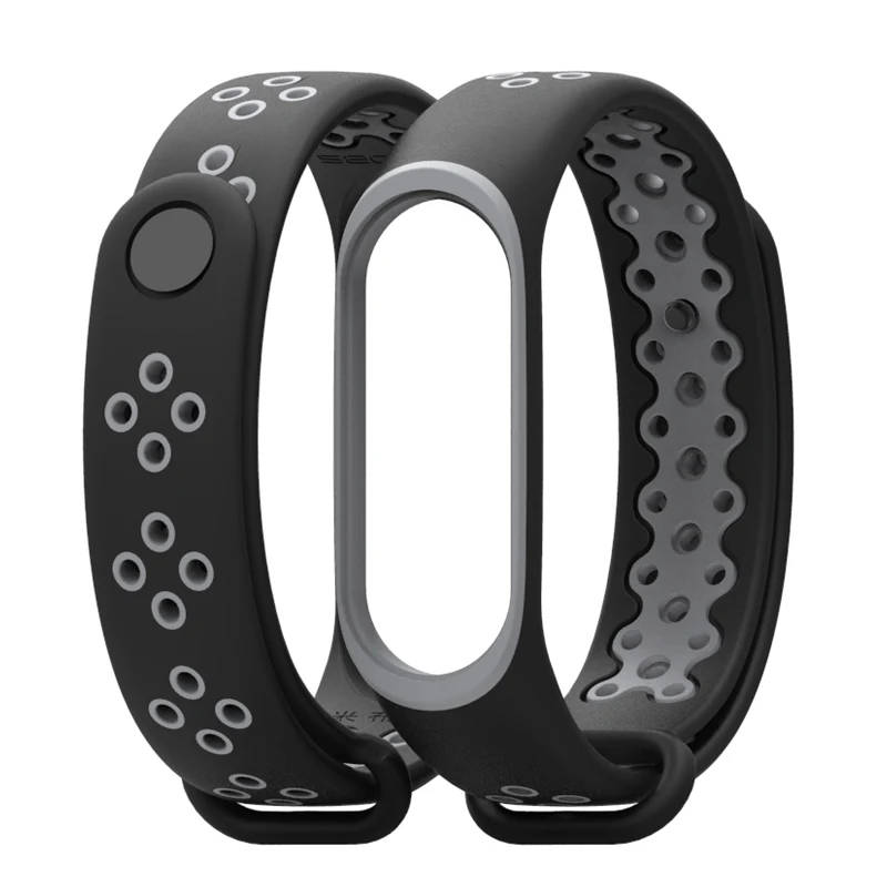 Mi jobs mi Band 4 ремешок для xiaomi mi band 4 ремешок спортивные силиконовые часы браслет на запястье mi band 3 ремешок умные аксессуары - Цвет: black and gray