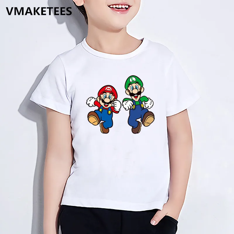 Детская летняя футболка с короткими рукавами для мальчиков и девочек детская футболка с принтом «Super Mario Bros» забавная повседневная одежда для малышей ooo5222 - Цвет: ooo5222E