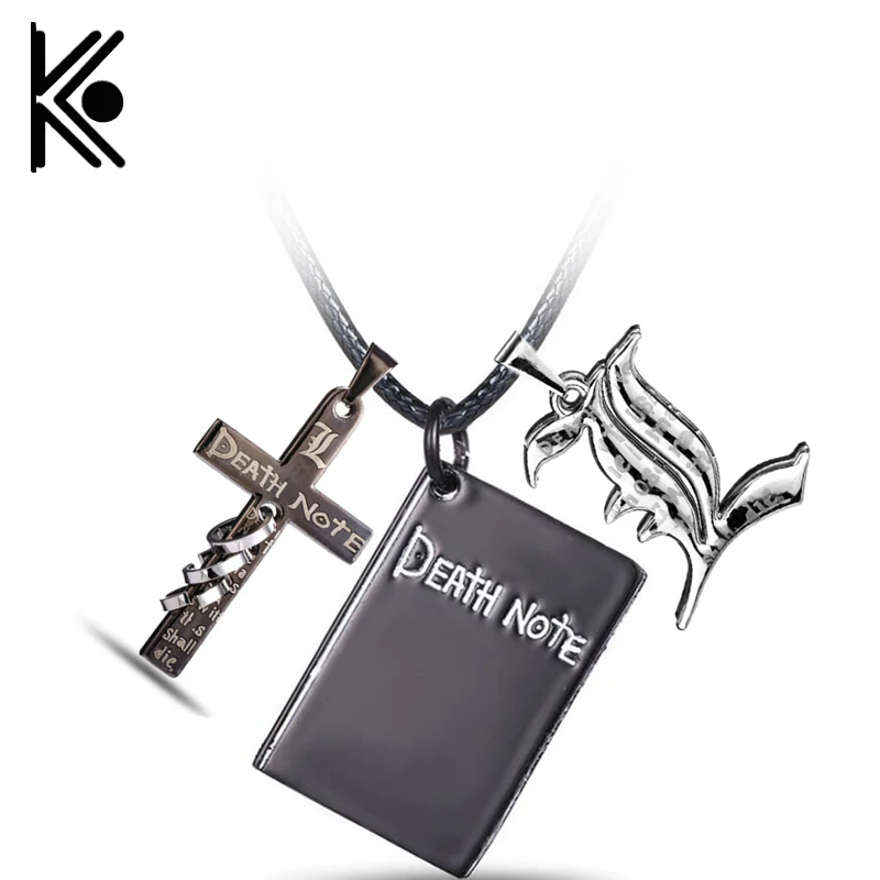 

Anime Death Note Black Gold Metal Necklace Cross Logo Pendant black death notebook necklace L Yagami Zinc Alloy Fashion Jewelry